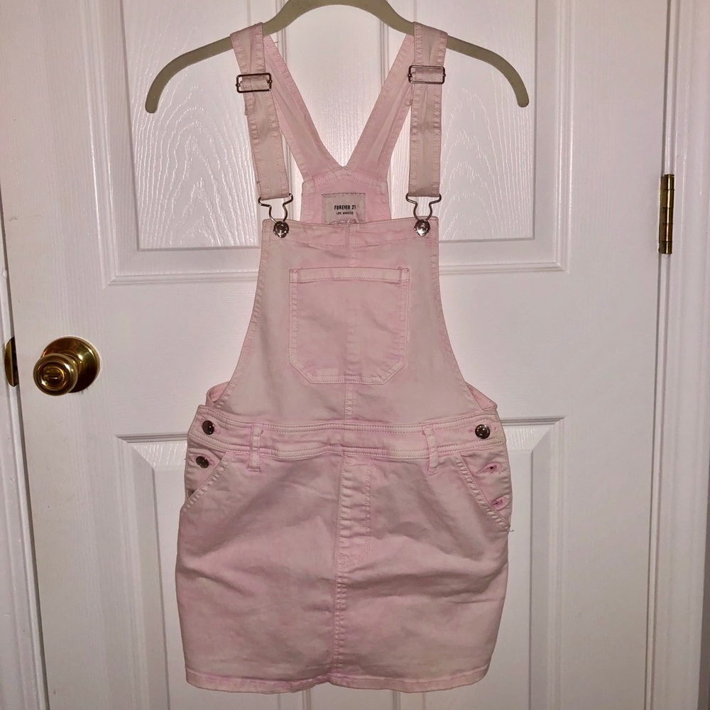 Forever 21 Pink Jean Skirt Overalls